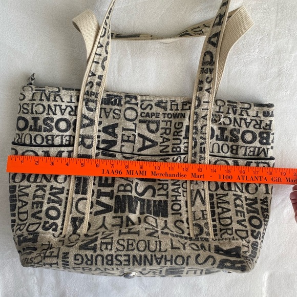 Berkshire Bags Large Tote Bag Famous Cities Graphic Travel Polka Dot Lining - Picture 13 of 16